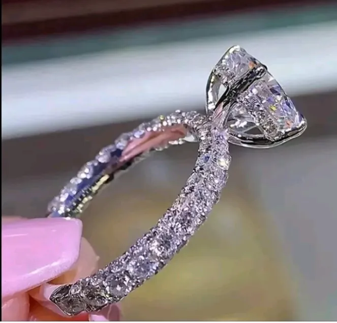 Simulated Moissanite Hidden Halo Engagement Ring Round Cut 2.50 Carat Size 7