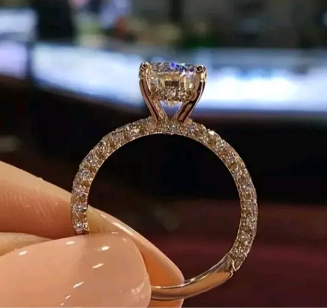 Simulated Moissanite Hidden Halo Engagement Ring Round Cut 2.50 Carat Size 7