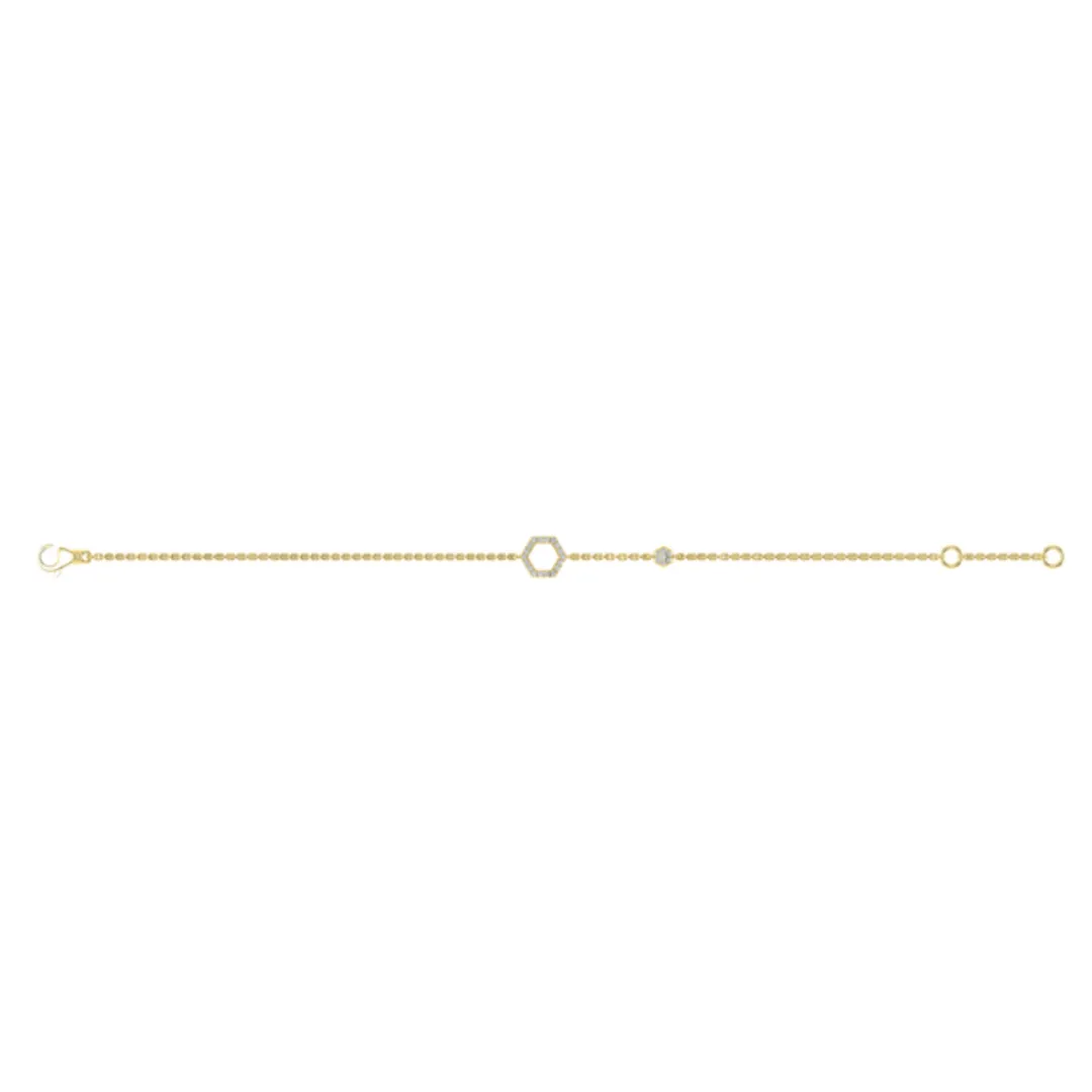 Sincerely, Springer's by Vlora 14k Yellow Gold Hexagon Diamond Bracelet