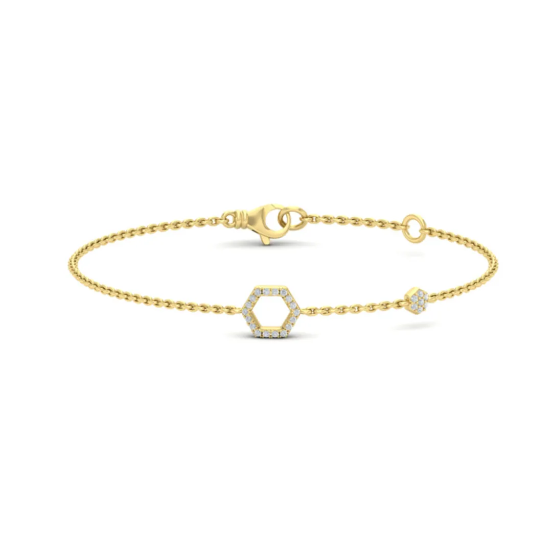 Sincerely, Springer's by Vlora 14k Yellow Gold Hexagon Diamond Bracelet