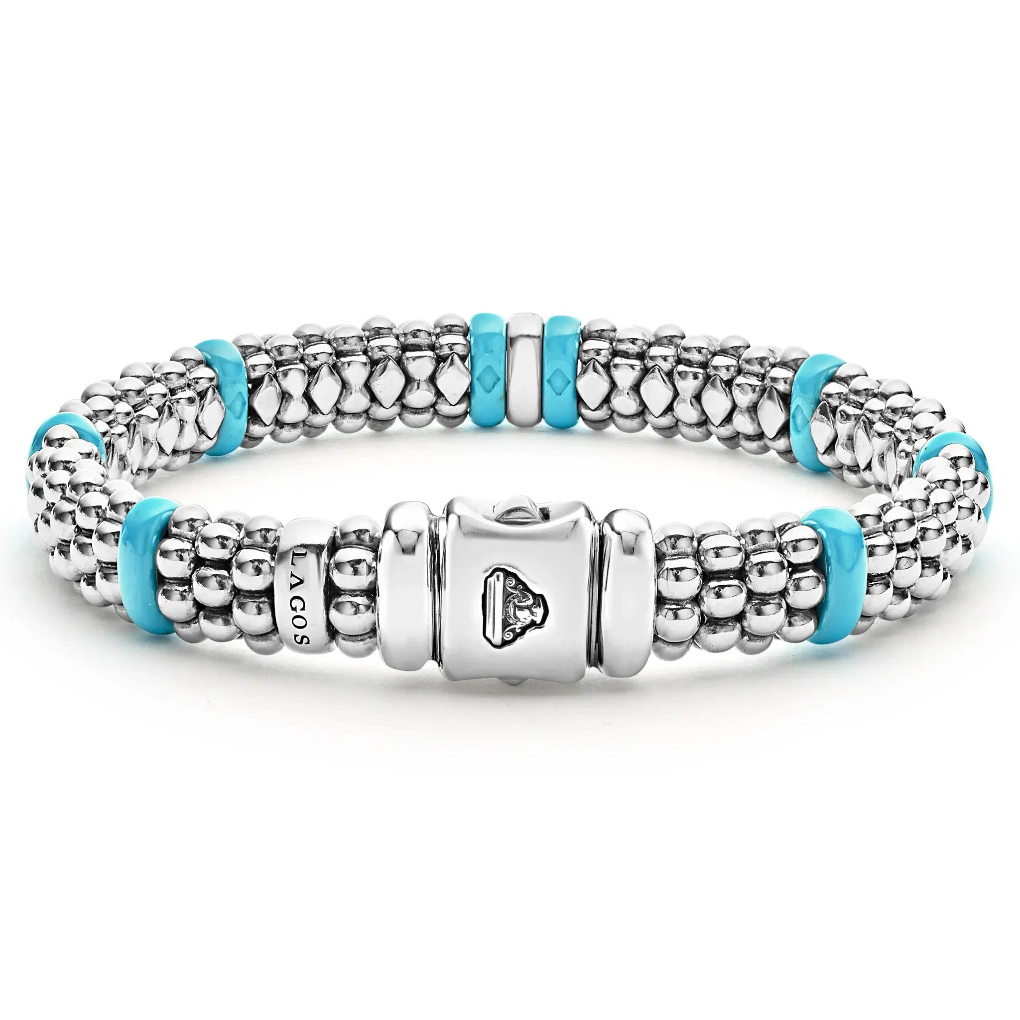 Single Station Diamond Caviar Bracelet | 9mm