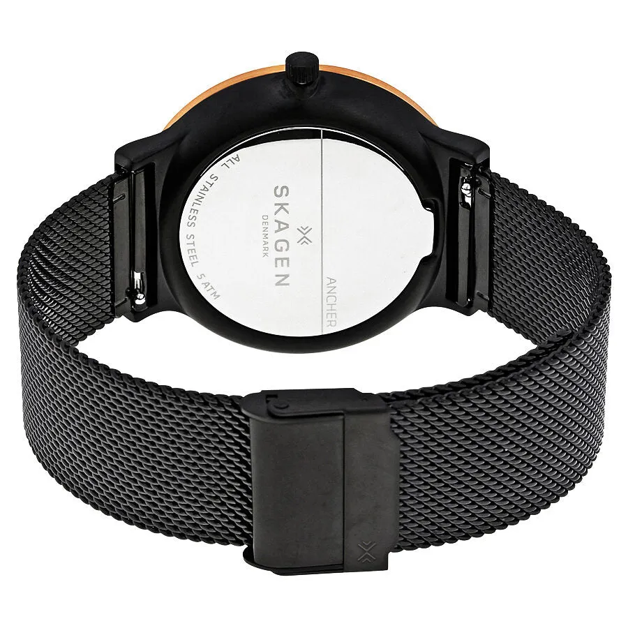 Skagen Ancher Black Dial Black PVD Mesh Men's Watch SKW6296