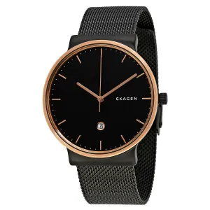 Skagen Ancher Black Dial Black PVD Mesh Men's Watch SKW6296