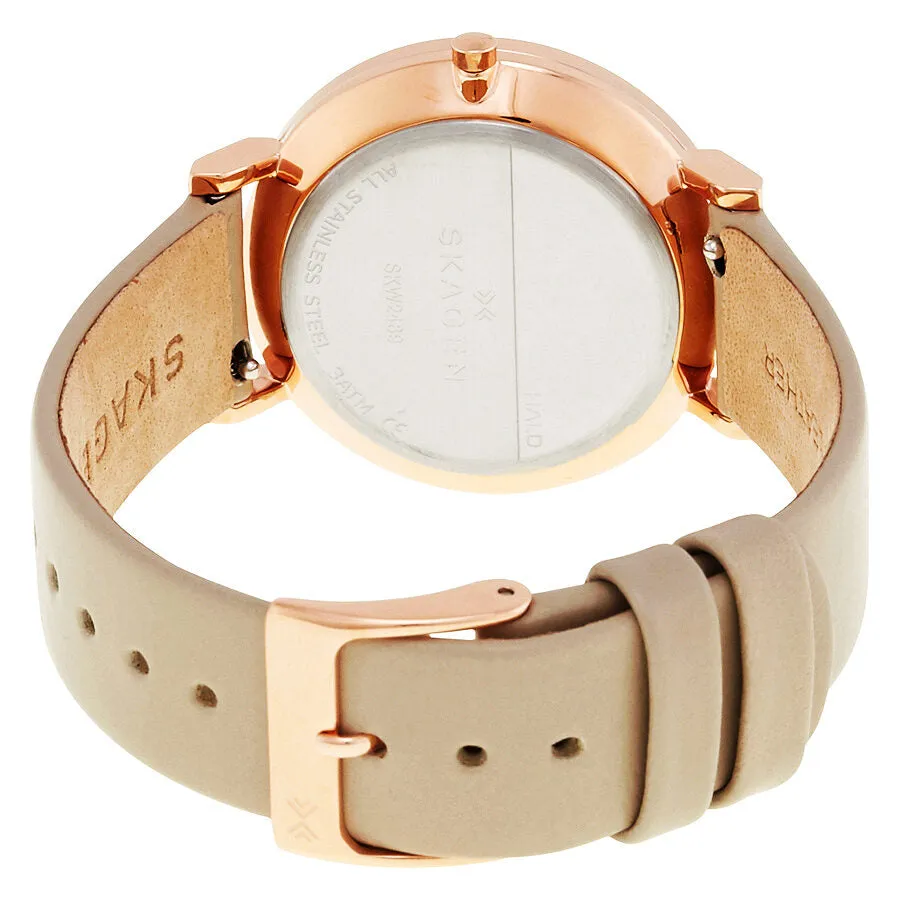 Skagen Hald White Dial Ladies Beige Leather Watch SKW2489