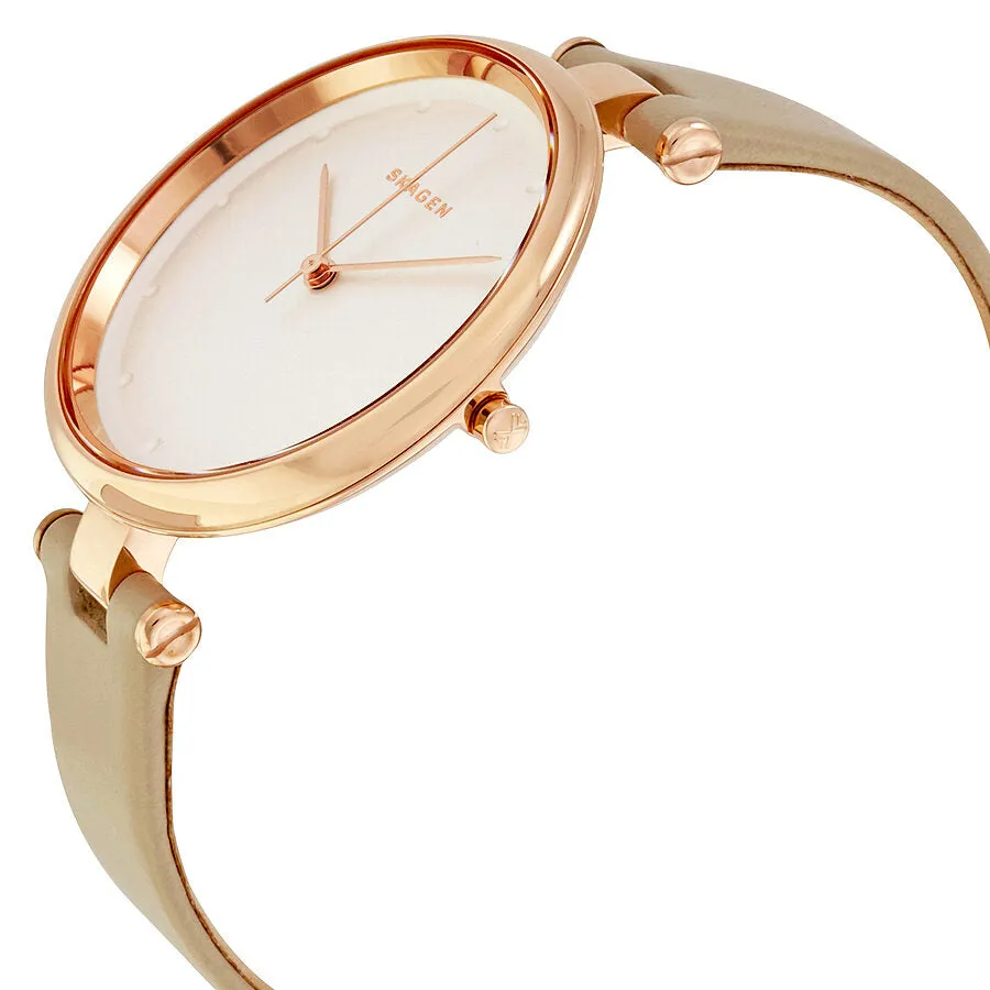 Skagen Tanja White Dial Beige Leather Ladies Watch SKW2484