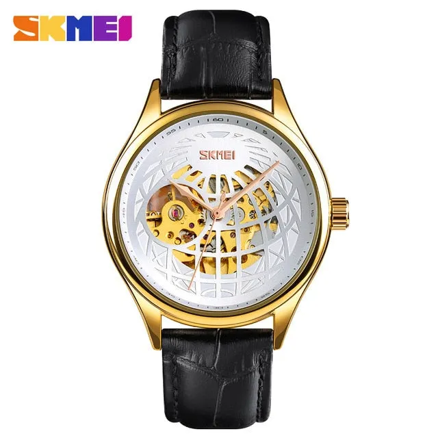 SKMEI Automatic Watch Men Innovative Hollow Big Dial Transparent Gear Mechanical Top Brand Luxury Fashion WristWatch Clock 9209