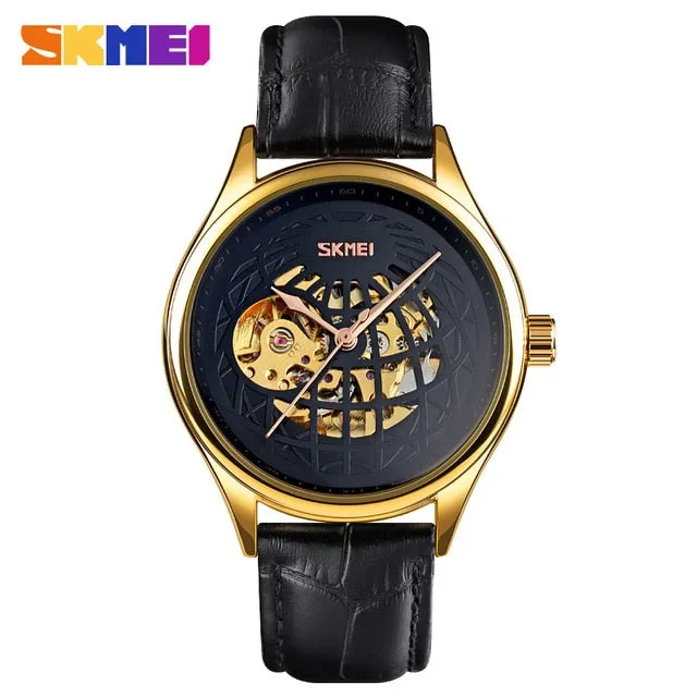 SKMEI Automatic Watch Men Innovative Hollow Big Dial Transparent Gear Mechanical Top Brand Luxury Fashion WristWatch Clock 9209
