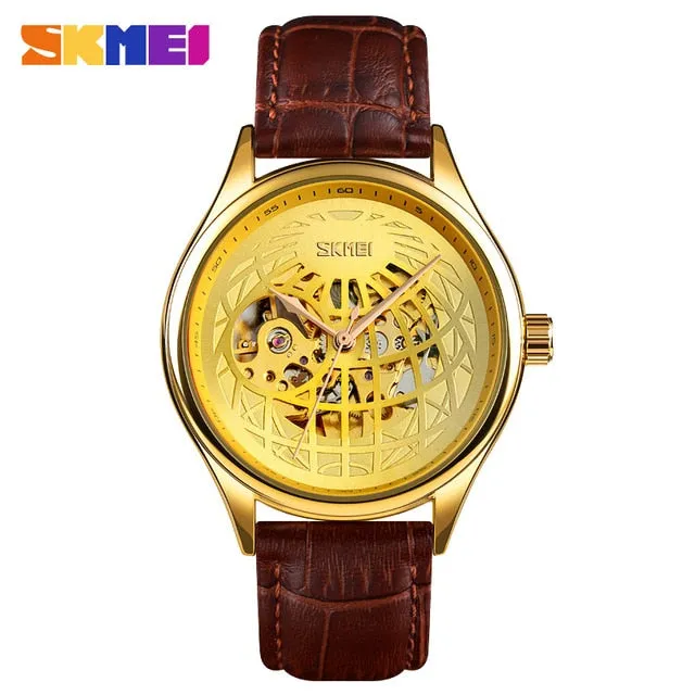 SKMEI Automatic Watch Men Innovative Hollow Big Dial Transparent Gear Mechanical Top Brand Luxury Fashion WristWatch Clock 9209