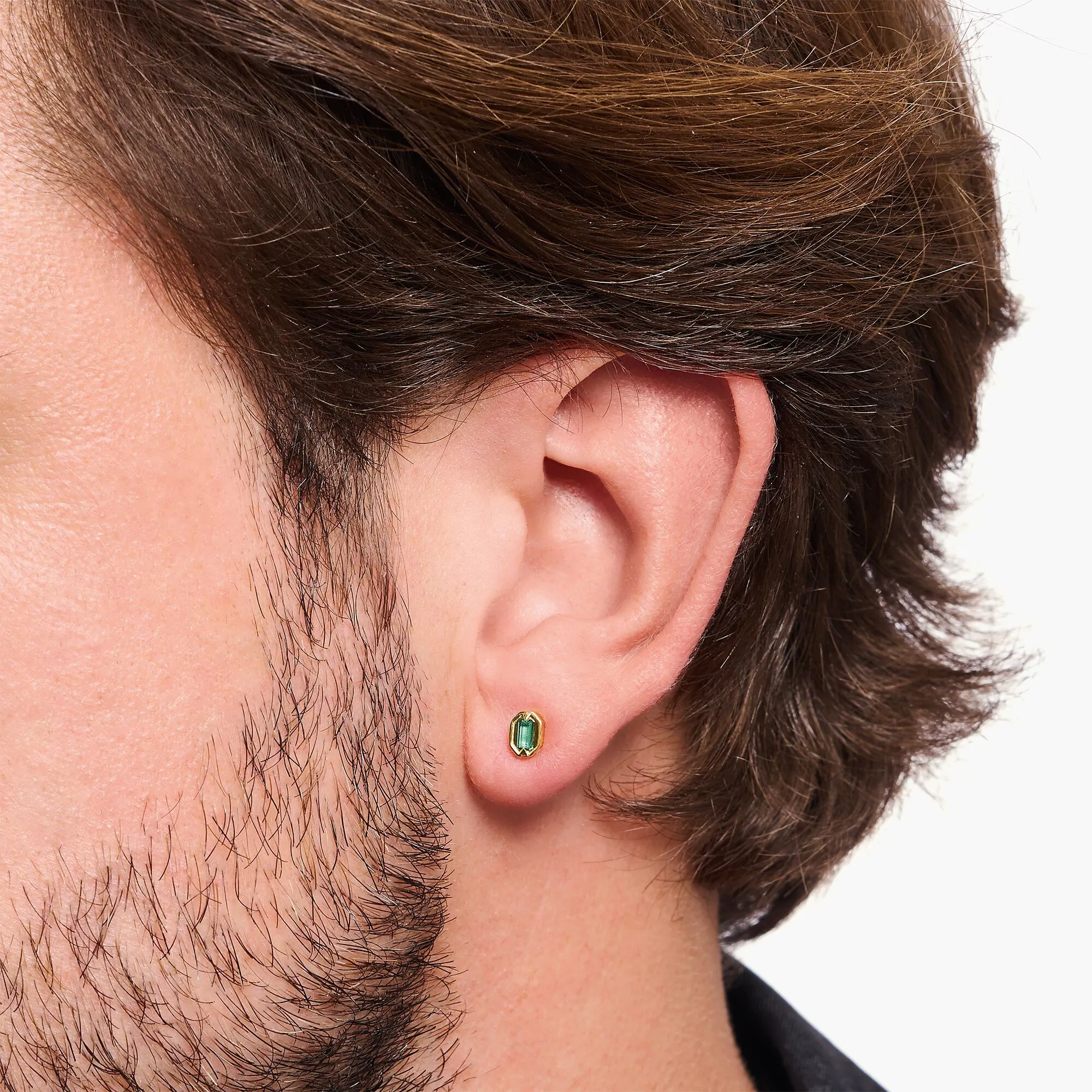 Small ear studs with green stones