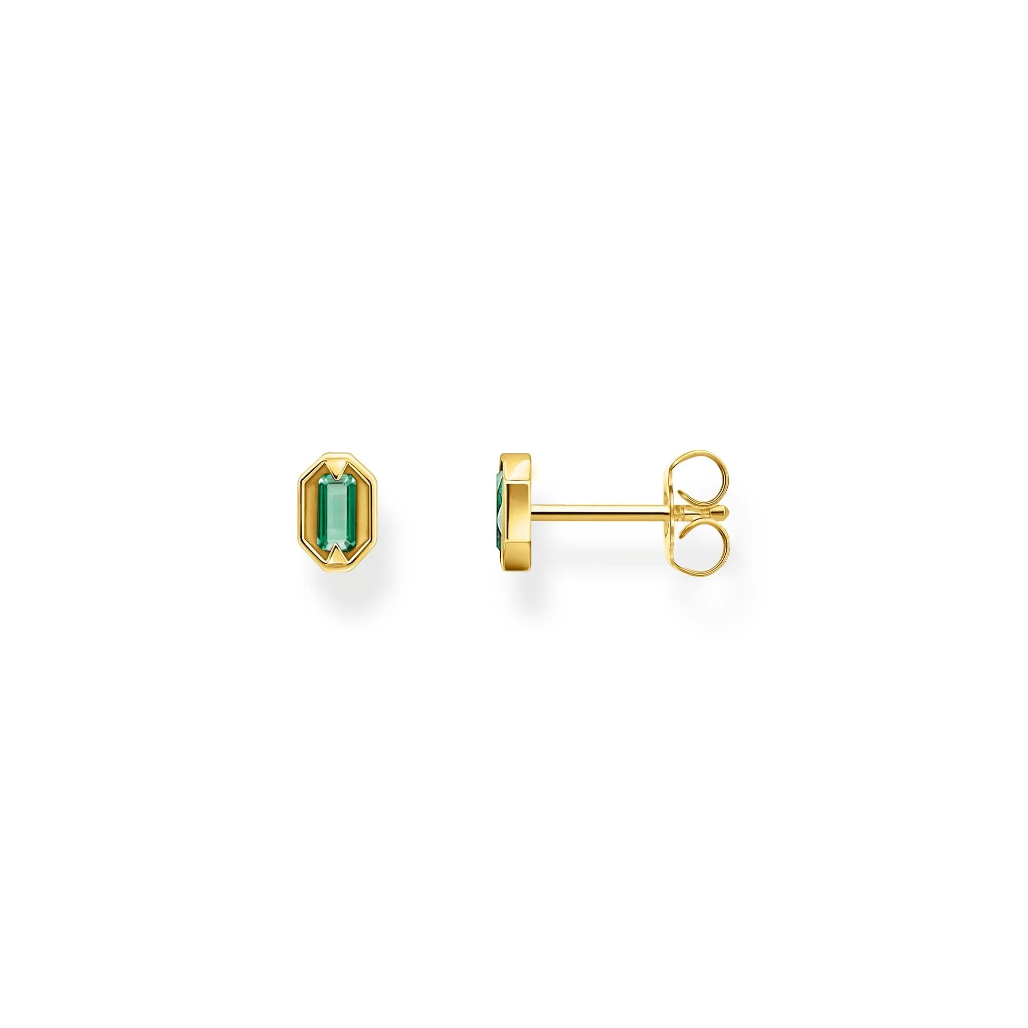 Small ear studs with green stones