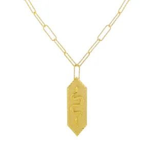 Snake Pendant Link Necklace