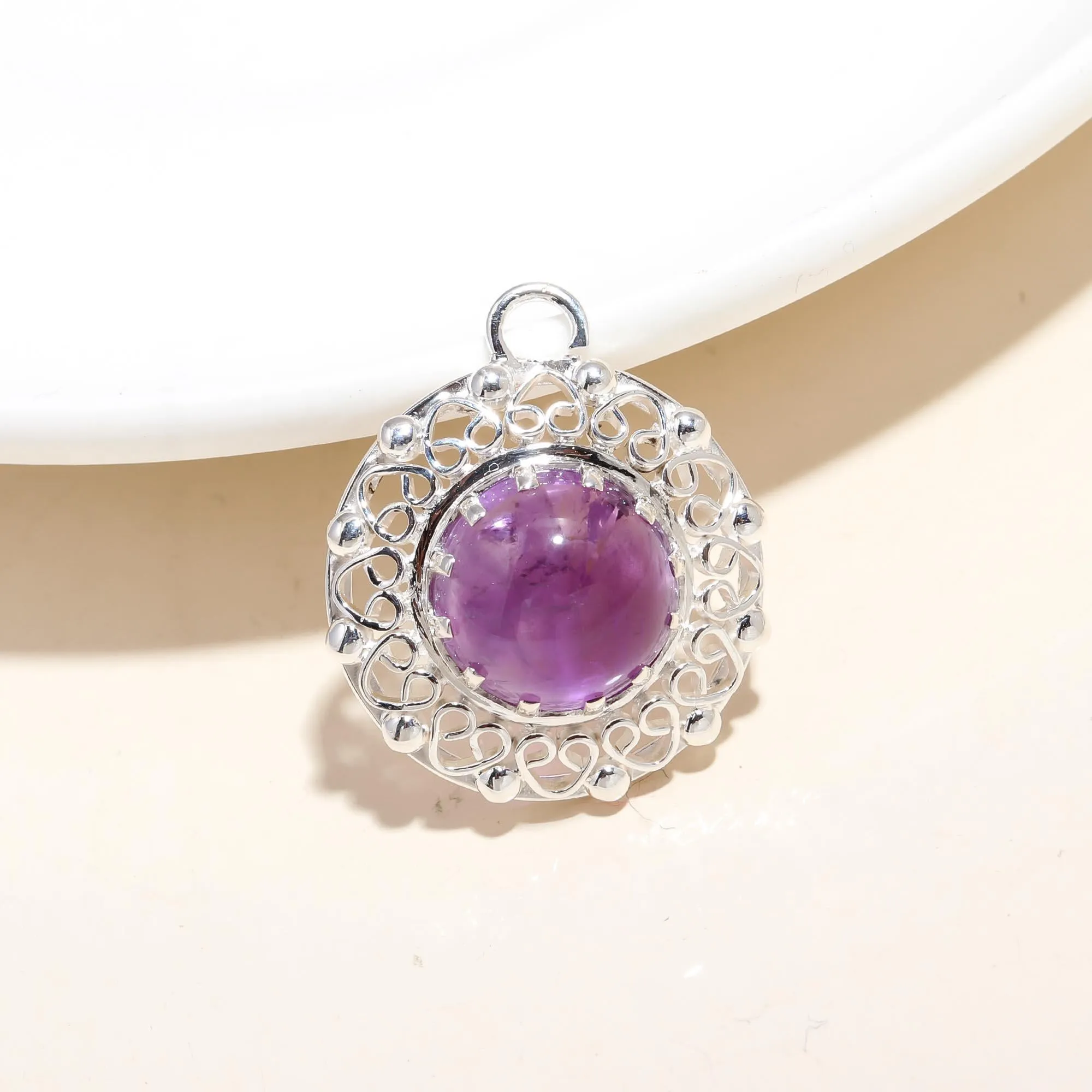 Solid 925 Sterling Silver Fashion Jewelry Natural Gemstone Pendant