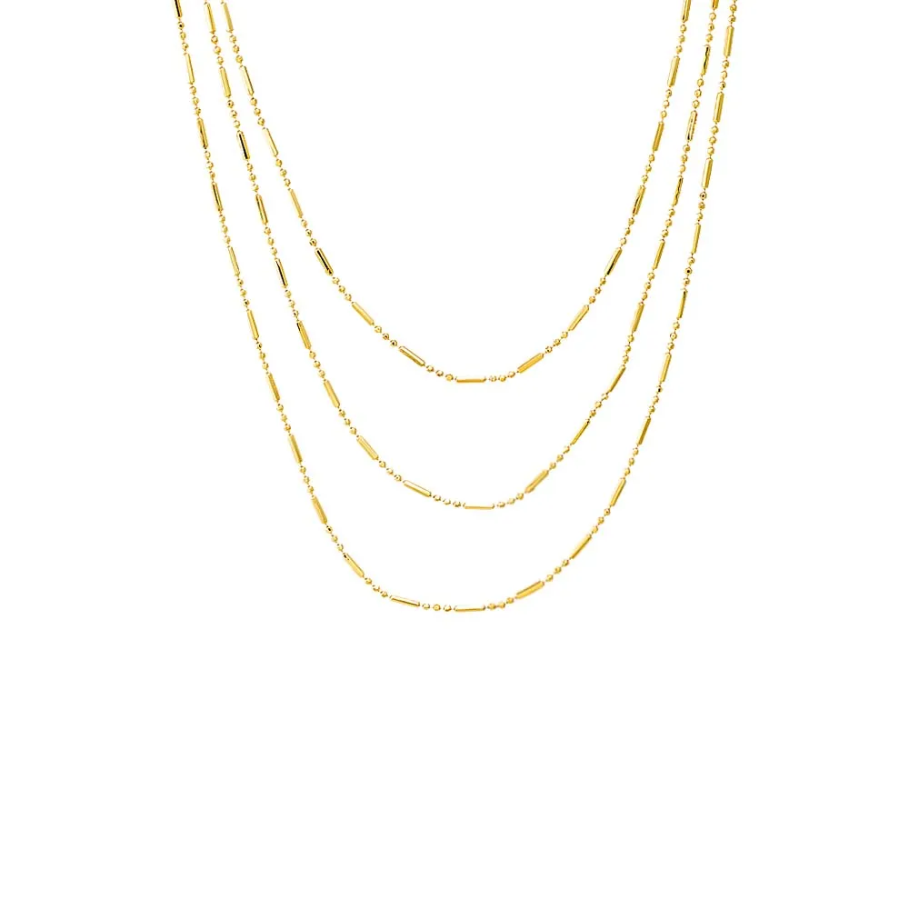 Solid Bar X Ball Chain Necklace Combo Set