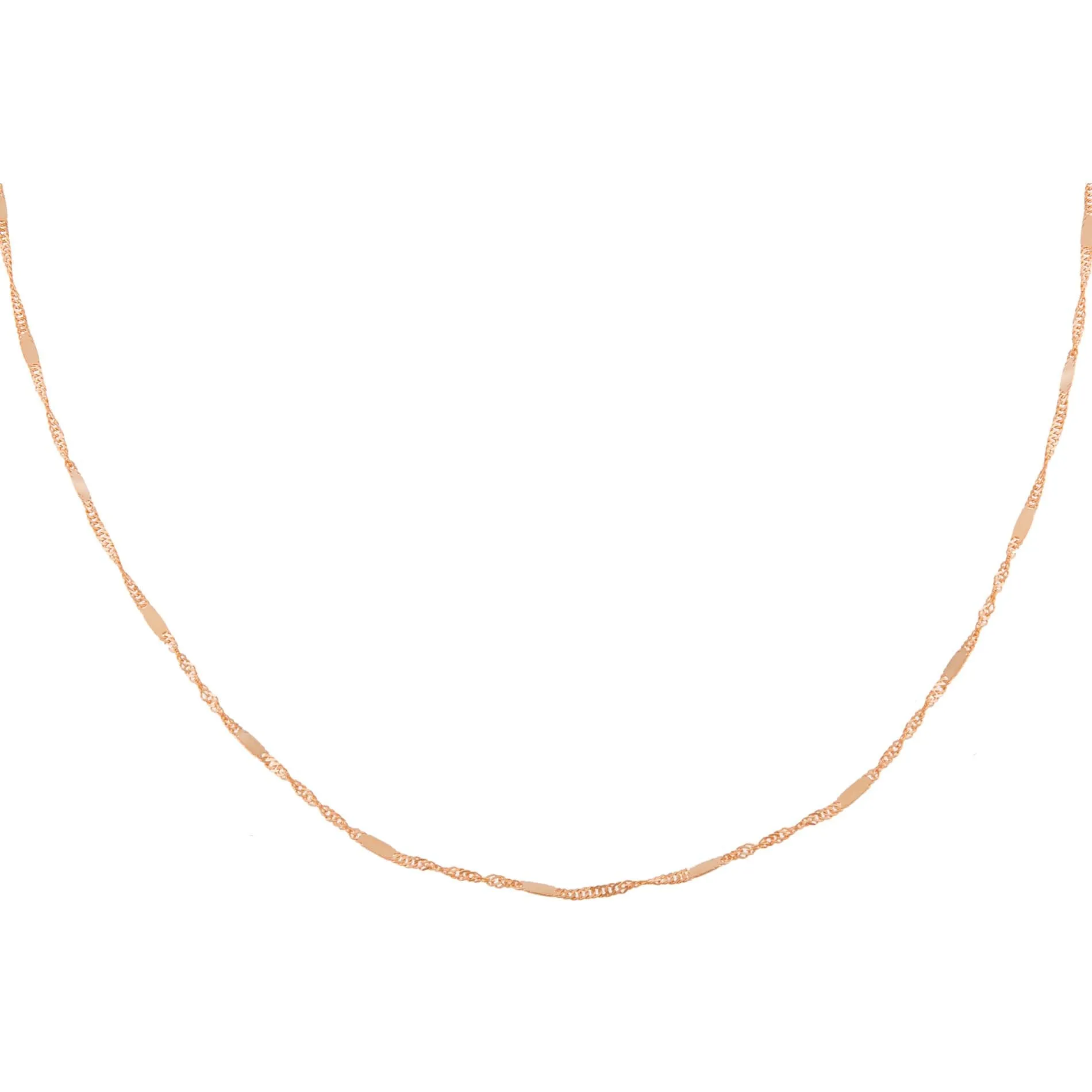 Solid Bar X Singapore Chain Necklace 14K