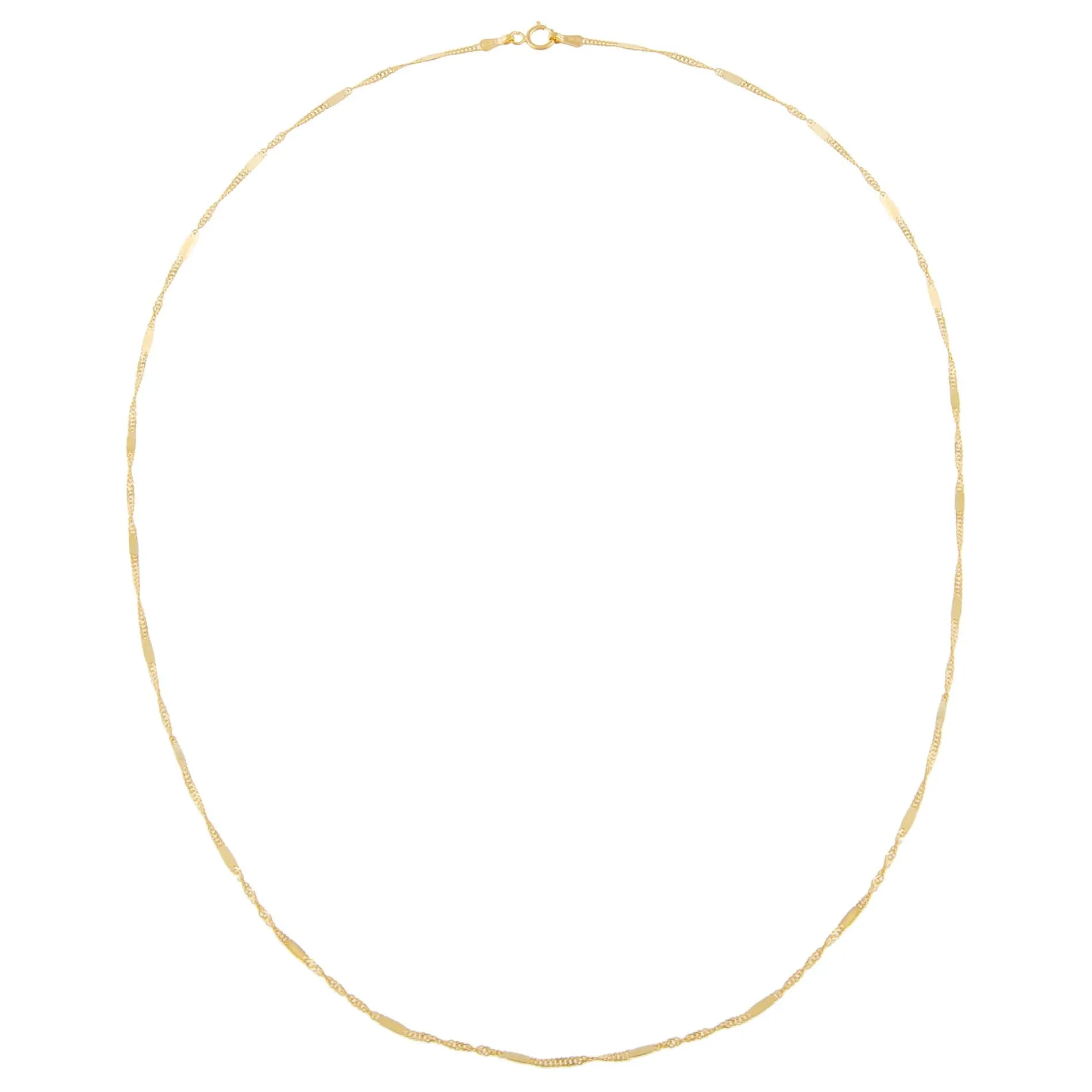 Solid Bar X Singapore Chain Necklace 14K