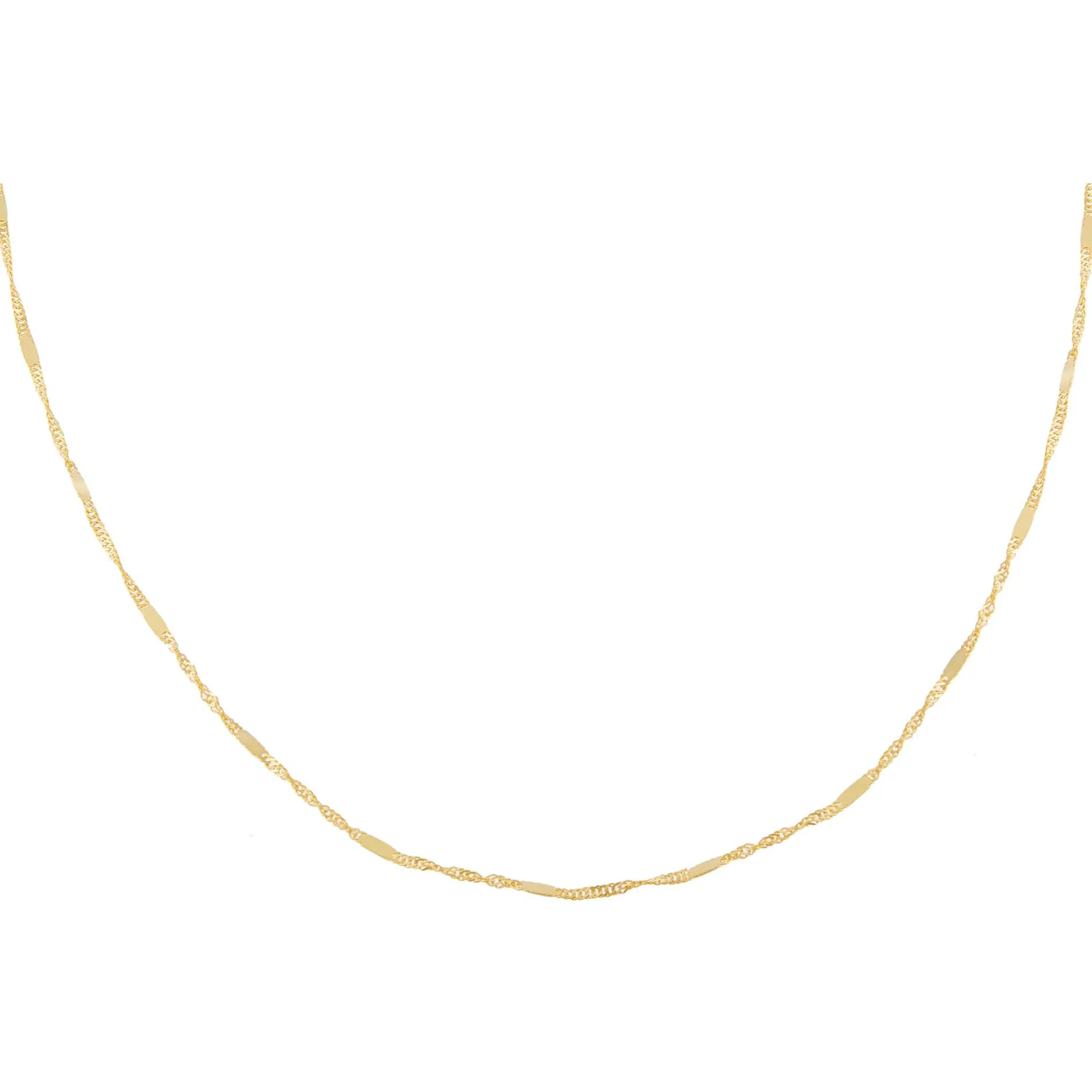 Solid Bar X Singapore Chain Necklace 14K