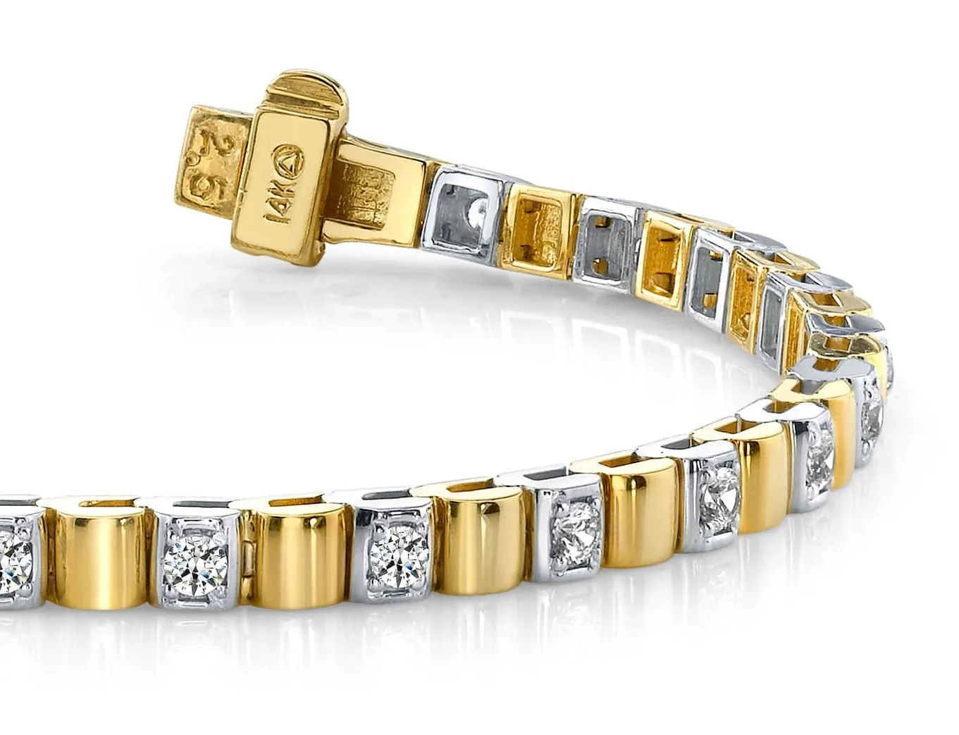 Solid Box Link Diamond Bracelet with 0.98 ct.(finished) 2.25mm
