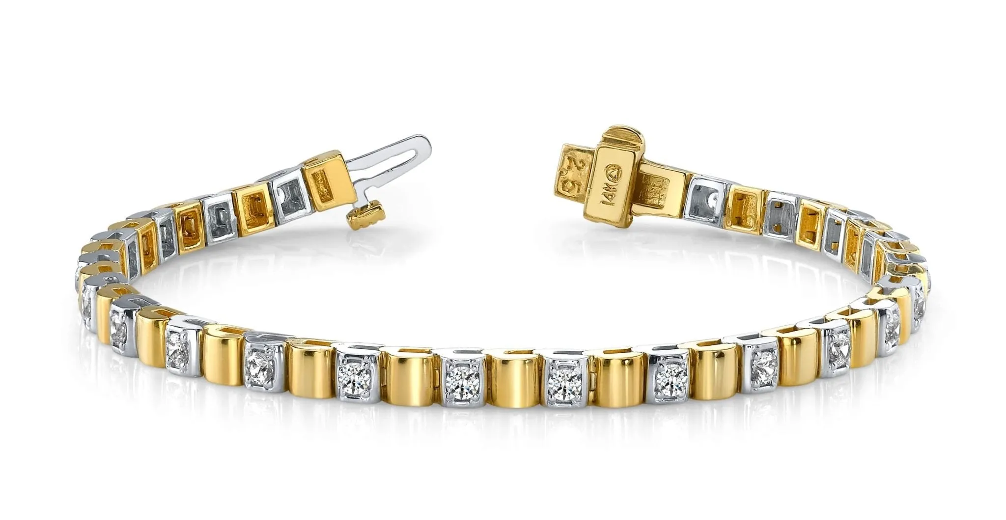 Solid Box Link Diamond Bracelet with 0.98 ct.(finished) 2.25mm