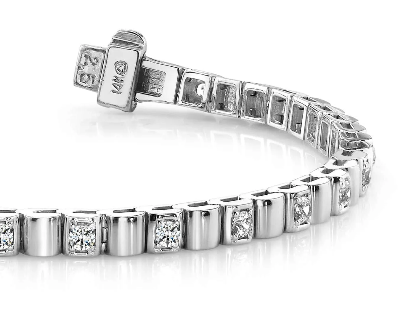 Solid Box Link Diamond Bracelet with 0.98 ct.(finished) 2.25mm