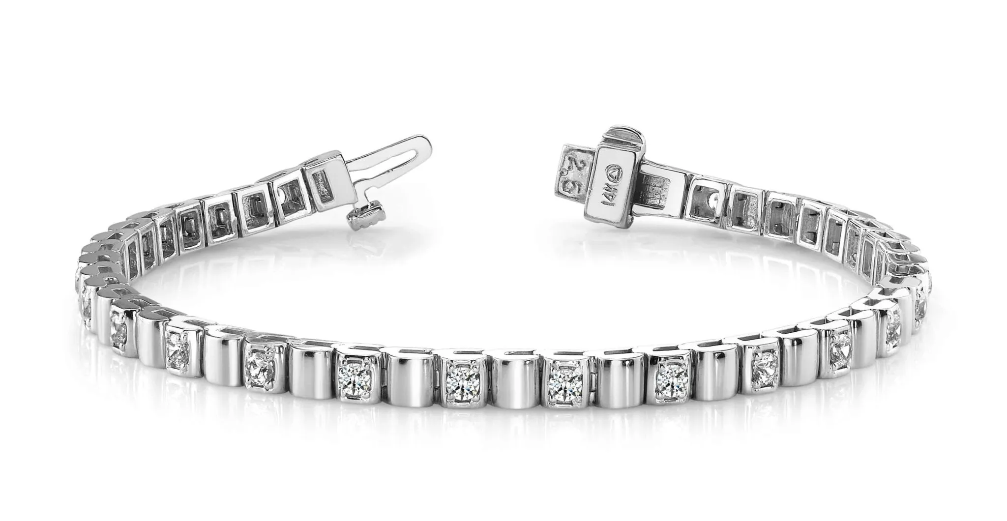 Solid Box Link Diamond Bracelet with 0.98 ct.(finished) 2.25mm