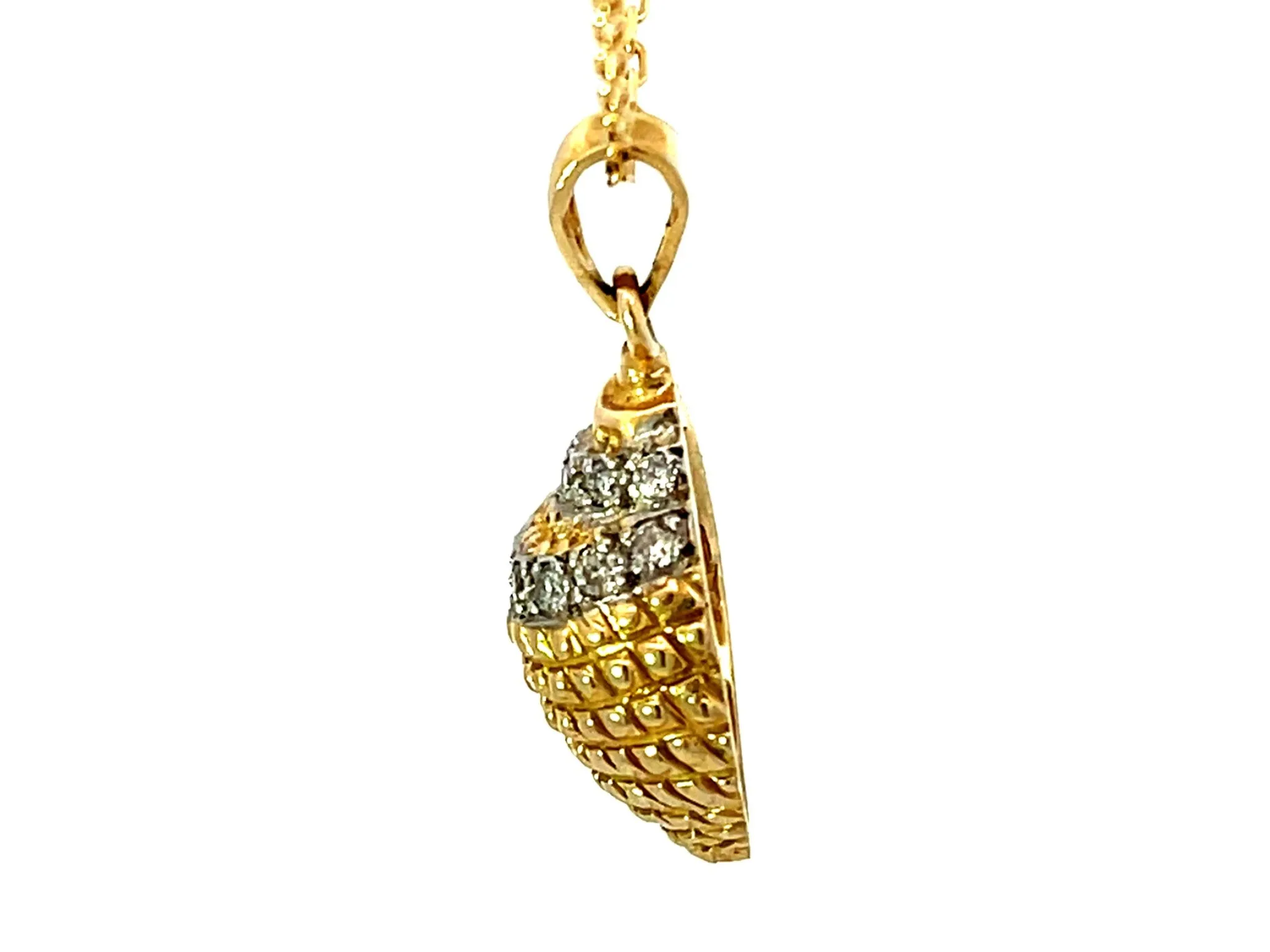 Solid Gold Diamond Seashell Pendant Necklace