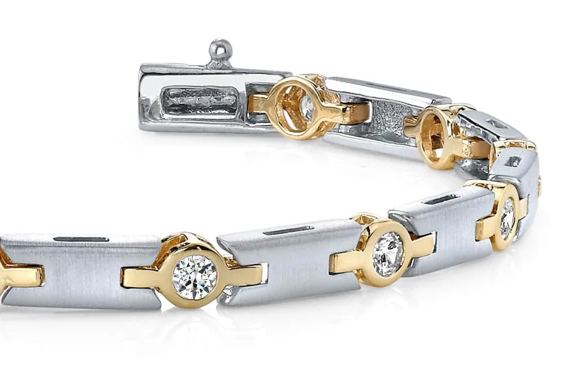 Solid H Link Diamond Bracelet with 1.08 ct.(finished) 2.9mm