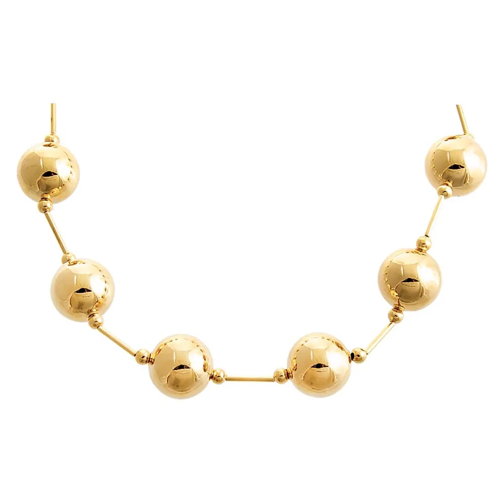 Solid Large Ball X Bar Necklace