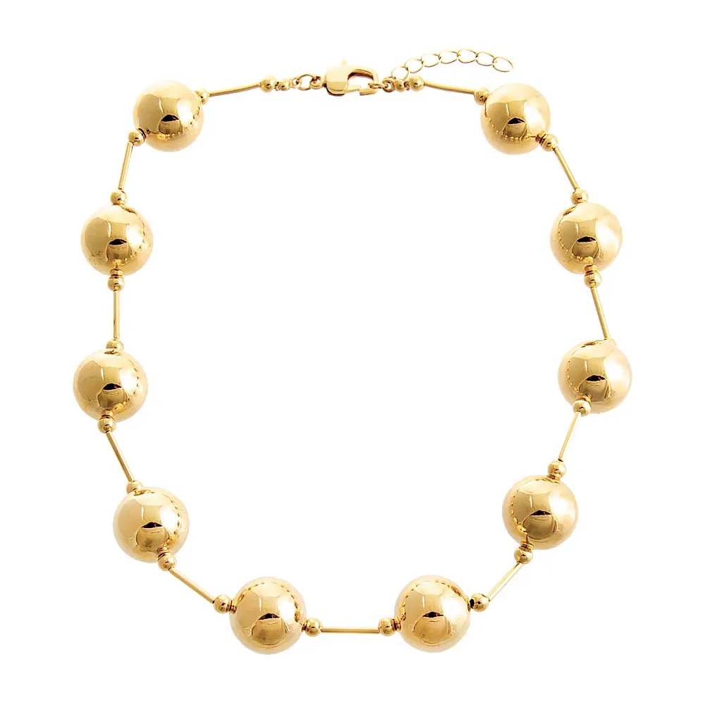 Solid Large Ball X Bar Necklace