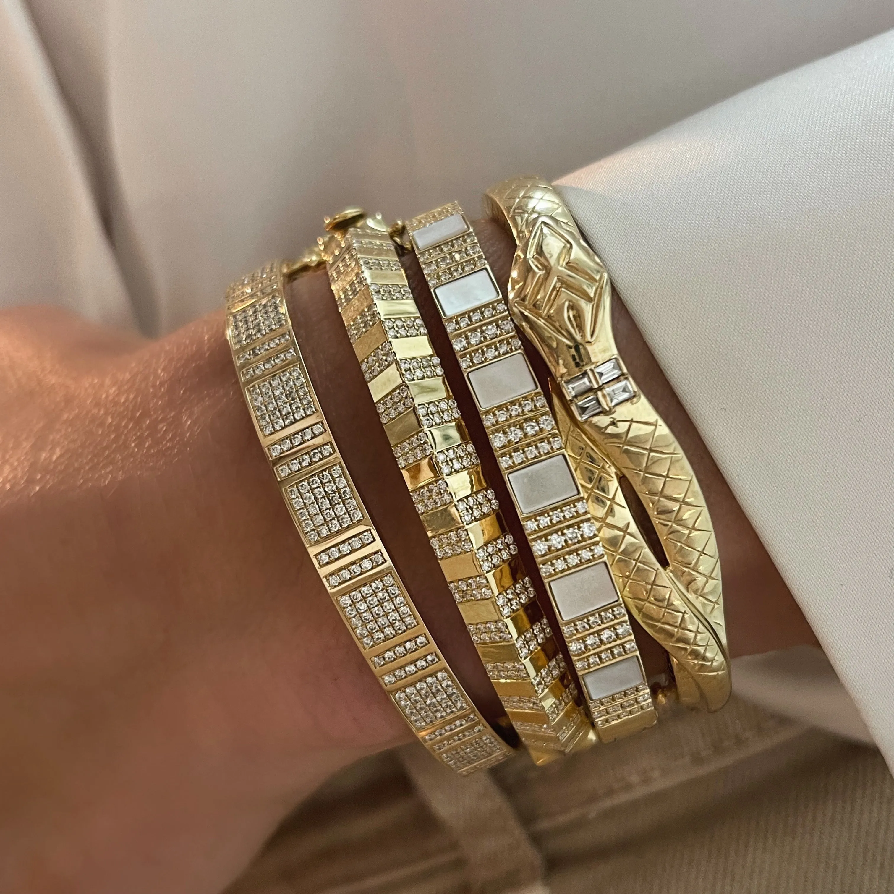 Sophia Serpent Diamond Baguette Bangle
