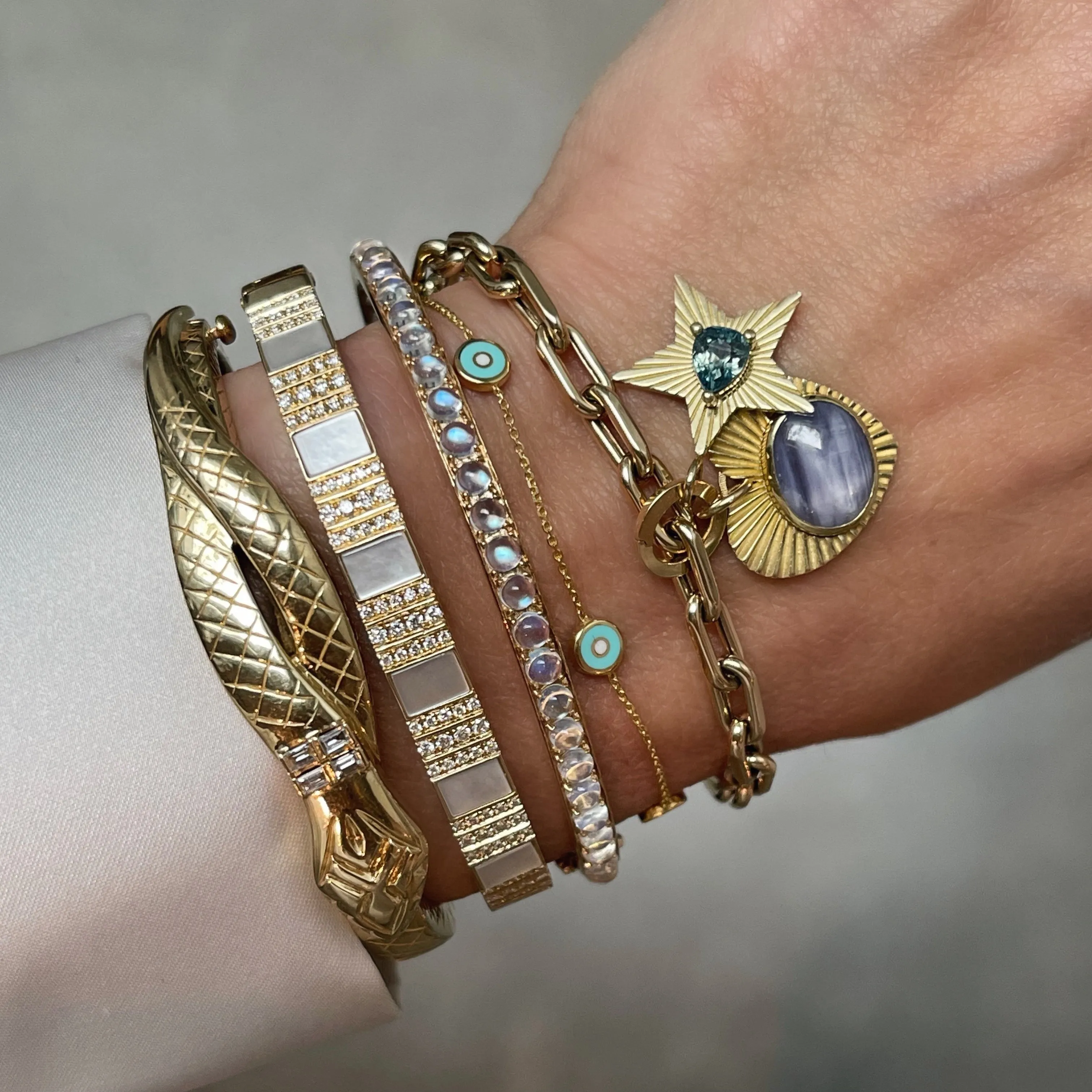 Sophia Serpent Diamond Baguette Bangle