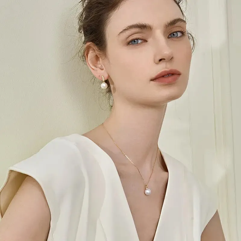 South Sea Pearl 18K White Gold Diamond Earrings