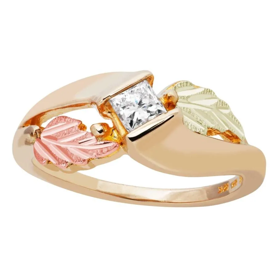 Square Cut Diamond - Black Hills Gold Ladies Ring
