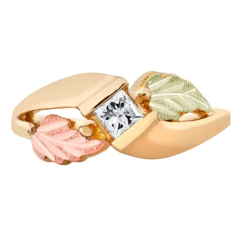 Square Cut Diamond - Black Hills Gold Ladies Ring