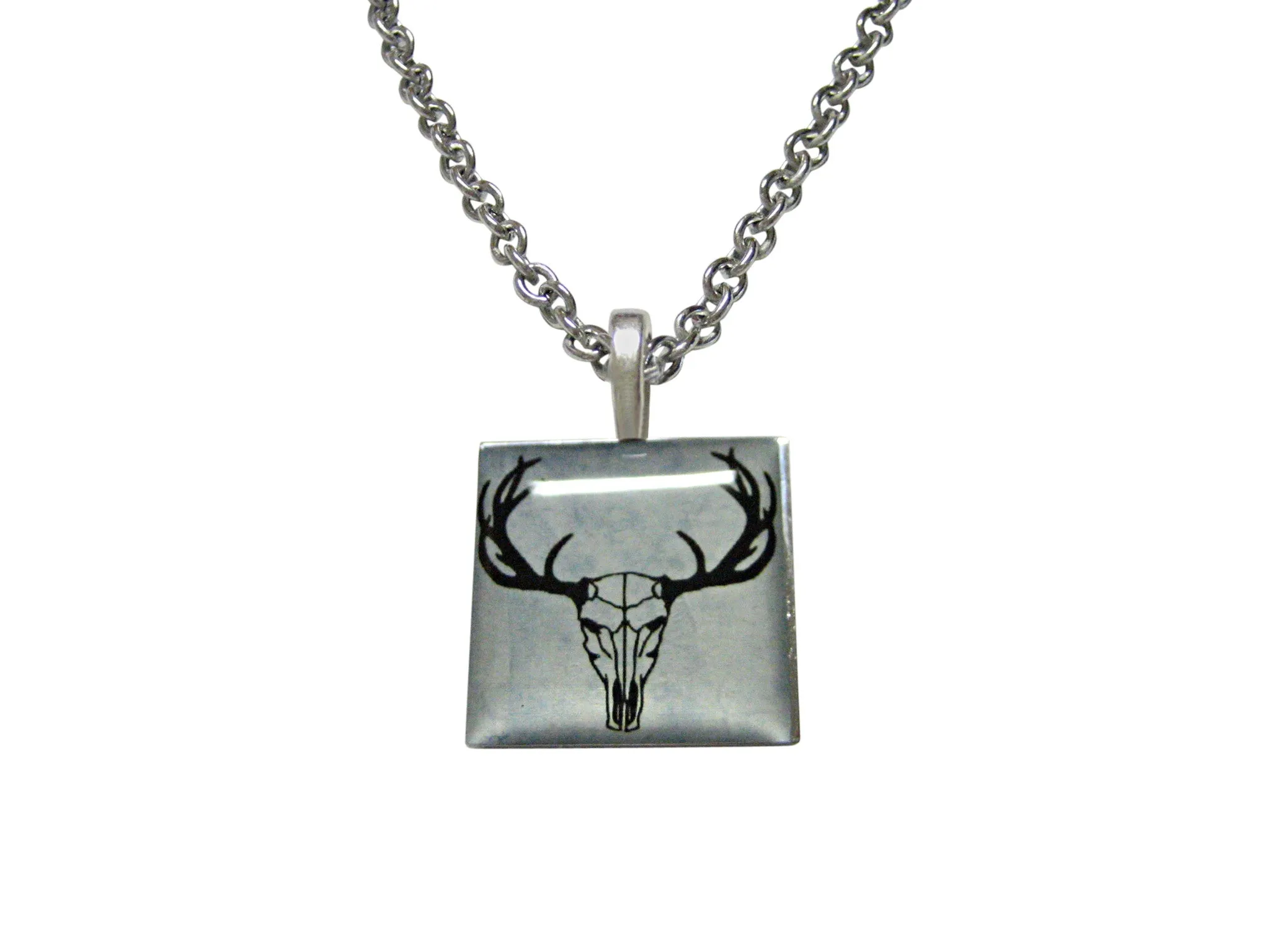 Square Deer Head Skeleton Image Pendant Necklace
