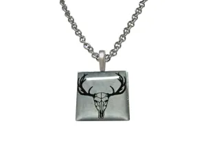 Square Deer Head Skeleton Image Pendant Necklace