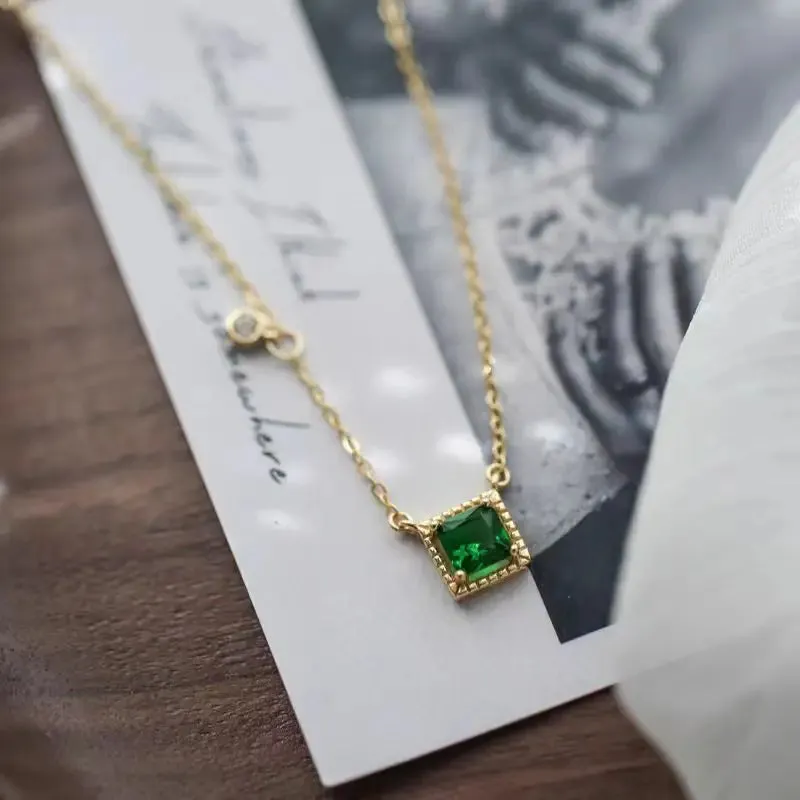 Square Diamond Pendant Necklace