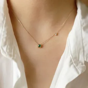 Square Diamond Pendant Necklace