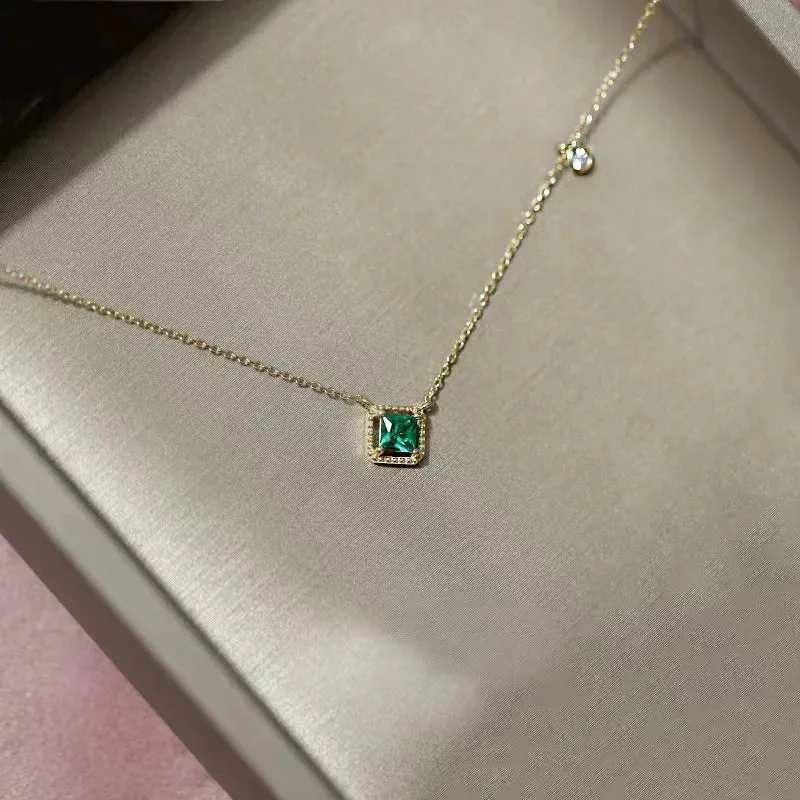 Square Diamond Pendant Necklace