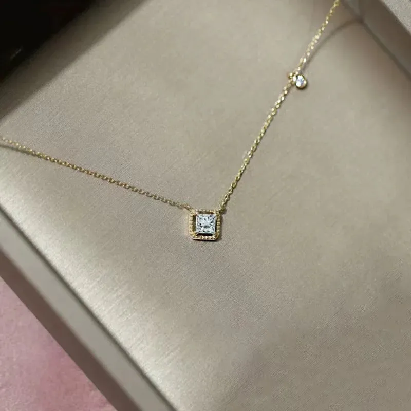 Square Diamond Pendant Necklace
