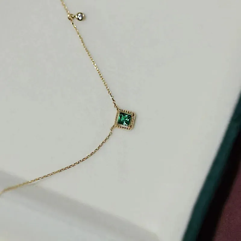 Square Diamond Pendant Necklace