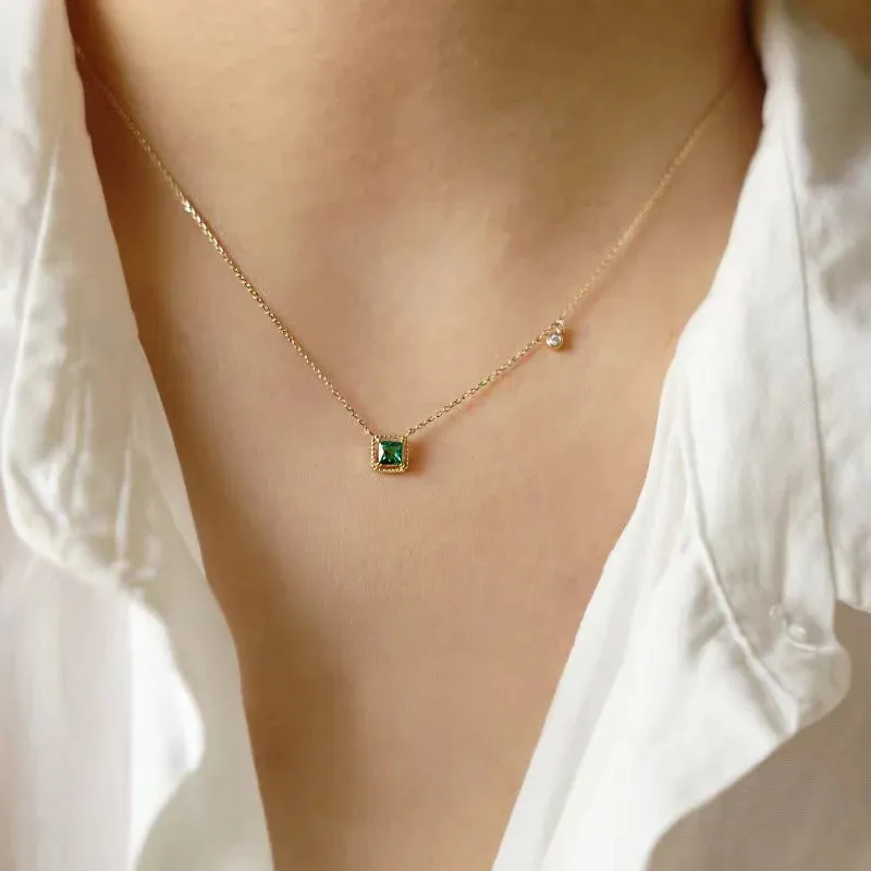 Square Diamond Pendant Necklace