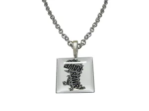 Square Fun T Rex Dinosaur Pendant Necklace