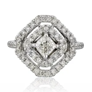 Square Shaped Diamond Ring with Natural Fancy Intense Center