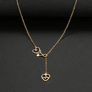 Stainless Steel Necklaces Stethoscope Electrocardiogram Pendant