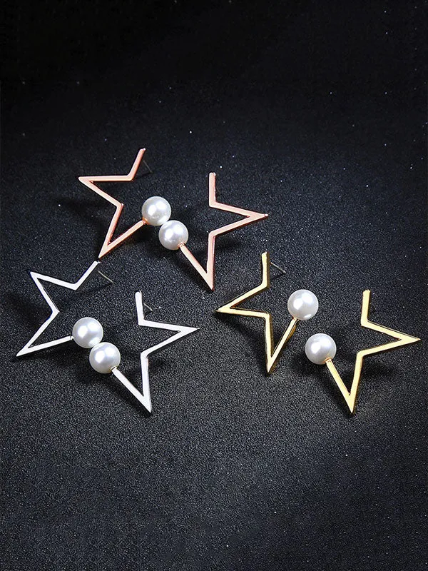 Star Pattern Combination Pearl Earrings