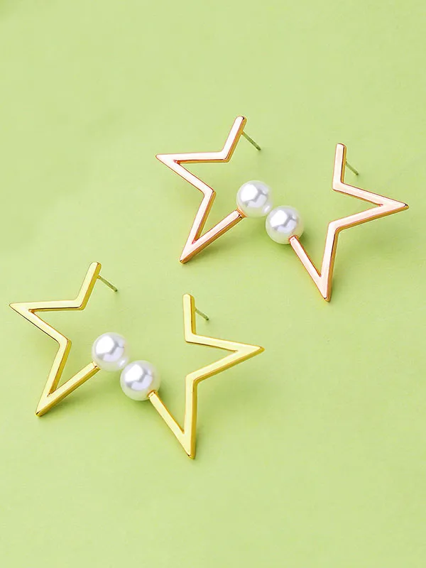 Star Pattern Combination Pearl Earrings