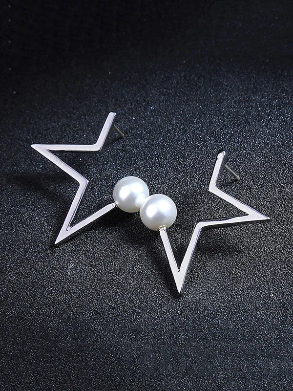 Star Pattern Combination Pearl Earrings