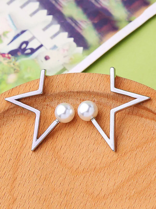 Star Pattern Combination Pearl Earrings