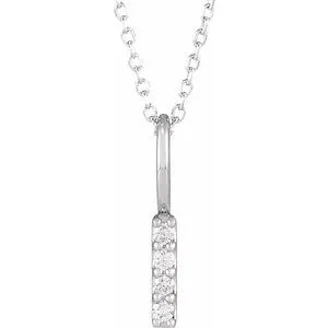 Sterling Silver .07 CTW Natural Diamond Vertical Bar 16-18" Necklace
