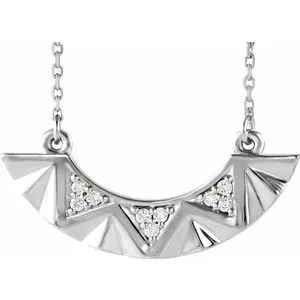 Sterling Silver .08 CTW Diamond Curved Bar 16-18" Necklace
